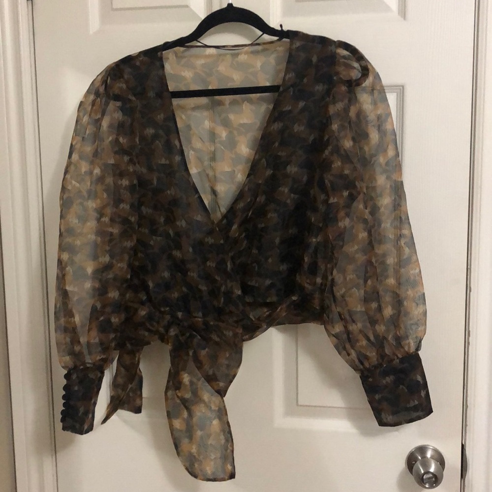 Wrap style sheer party top